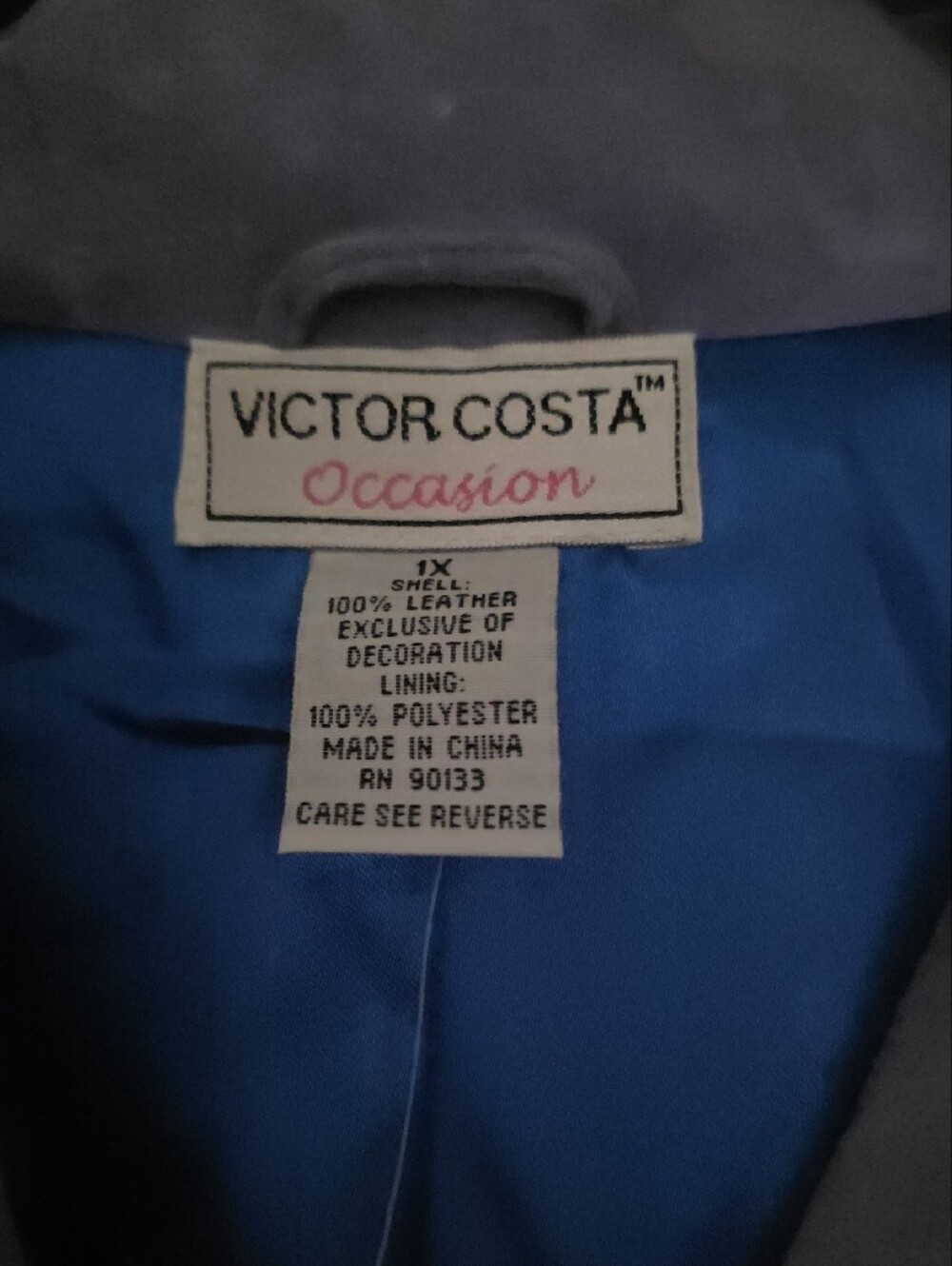 Victor Costa Lavender Suede Jacket with Black Floral Embroidery - Picture 2 of 11